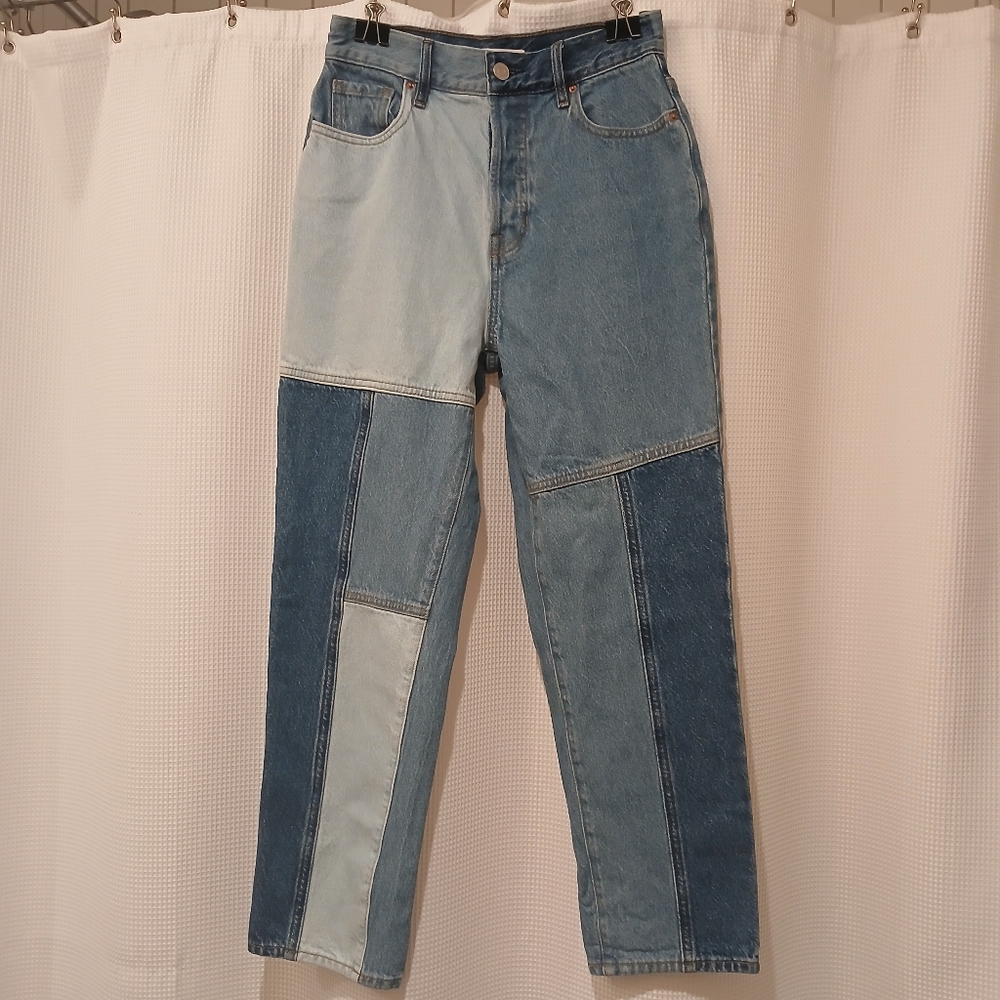 PacSun Women's High Rise Straight Leg Two-Tone Patch 90's  Denim Jeans Size 25